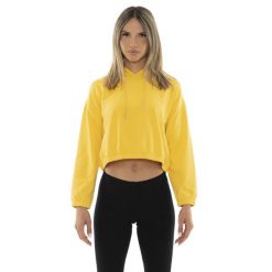 Bluza z kaptur na co dzień na siłownię. Żółte bluzy damskie LEONE 1947 APPAREL, bez wzorów, z bawełny, bez kaptura. W wyprzedaży za 136.83 zł.