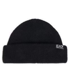 Czapka EA7 Emporio Armani. Czarne czapki i kapelusze męskie EA7 Emporio Armani, na zimę, bez wzorów. Za 199.99 zł.
