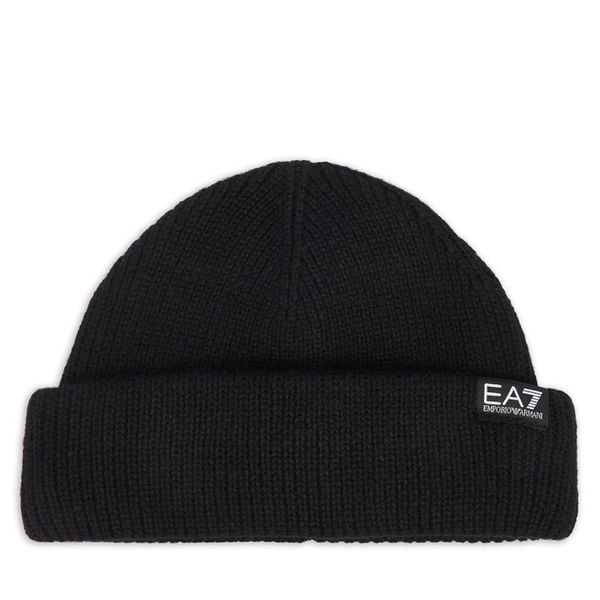 Czapka EA7 Emporio Armani. Czarne czapki i kapelusze męskie EA7 Emporio Armani, na zimę, bez wzorów. Za 199.99 zł.