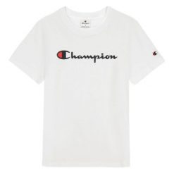 T-shirt Damski Markowy Rękaw. Białe t-shirty damskie Champion, bez wzorów, casualowe, bez kołnierzyka. Za 102.99 zł.