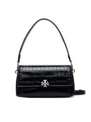Tory Burch Torebka Charlie Embossed Croc Small Shoulder Bag 183522 Czarny. Czarne torebki do ręki damskie Tory Burch, bez wzorów, ze skóry, bez dodatków. Za 2,634.00 zł.