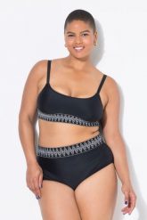Damskie Figi od bikini wysoki stan pas z haftem. Czarne bikini damskie Ulla Popken, plus size, bez wzorów, plus size. Za 101.99 zł.