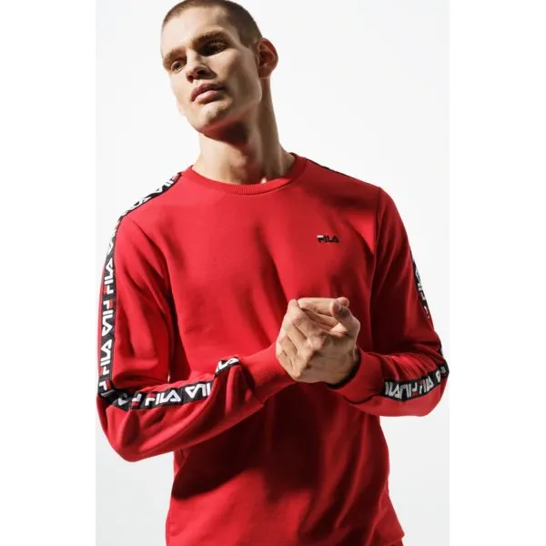 Fila Bluza Aren Crew Shirt , czerwony, rozmiar L. Czerwone bluzy męskie Fila, l, bez wzorów, z bawełny, bez kaptura. W wyprzedaży za 269.99 zł.