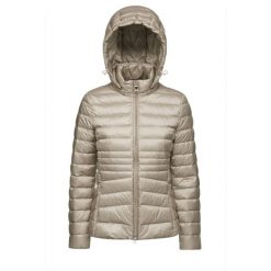 Damska kurtka z kapturem zapinana na zamek Geox Jaysen. Brązowe kurtki damskie Geox, bez wzorów, z puchu, z kapturem. Za 487.99 zł.