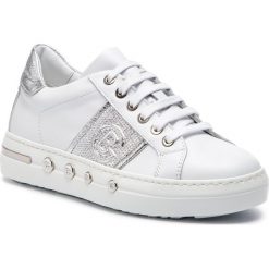 Sneakersy BALDININI - 998022XMOST9006XXKBX Bianco/Starter Arg. Białe półbuty damskie Baldinini, bez wzorów, z materiału, bez obcasa, na płaskiej podeszwie, bez zapięcia. W wyprzedaży za 799.00 zł.