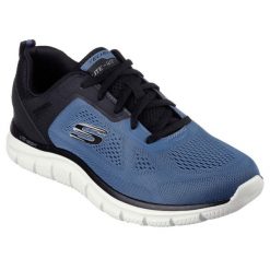 Męskie TRACK BROADER Sneakersy Niebieski / Czarny. Czarne buty sportowe męskie Skechers, z materiału, bez zapięcia, na fitness i siłownię. W wyprzedaży za 245.80 zł.