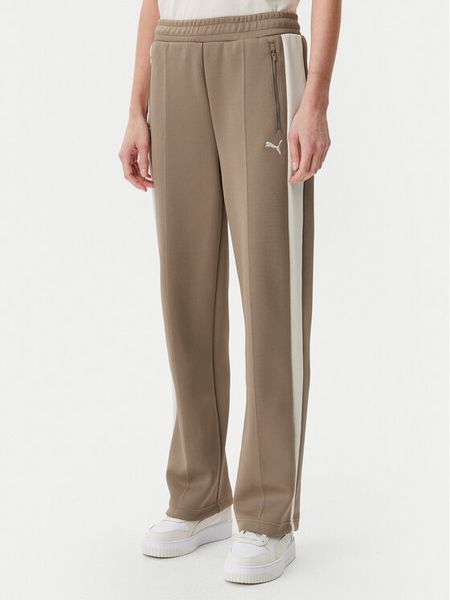 Puma Spodnie dresowe T7 Always On 629797 Brązowy Straight Fit. Brązowe spodnie dresowe damskie Puma, m, bez wzorów, z bawełny. Za 169.99 zł.