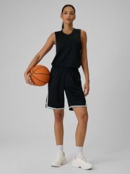 4F Spodenki do koszykówki szybkoschnące uniseks - czarne L. Czarne szorty damskie 4f, l, bez wzorów, z materiału. Za 149.99 zł.