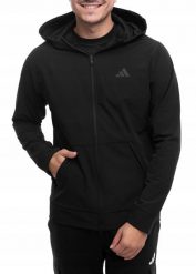 Bluza męska adidas Designed for Training COLD.RDY Full-Zip Hoodie. Czarne bluzy męskie Adidas, m, bez wzorów, z elastanu, bez kaptura. Za 377.99 zł.
