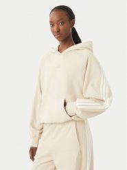 Adidas Bluza 3-Stripes KV9930 Beżowy jasny Loose Fit. Brązowe bluzy damskie Adidas, s, bez wzorów, z bawełny, bez kaptura. Za 298.99 zł.