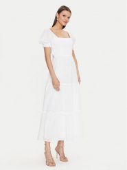 Gina Tricot Sukienka letnia 22706 Biały Regular Fit. Białe sukienki damskie Gina Tricot, na lato, l, bez wzorów, z bawełny, bez kołnierzyka, bez ramiączek. Za 259.99 zł.