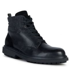 Trapery Geox. Czarne kozaki męskie Geox, bez zapięcia. Za 799.99 zł.