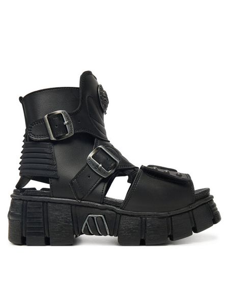 NEW ROCK Sandały M-BIOS106-V2 Czarny. Czarne sandały damskie NEW ROCK, bez wzorów, ze skóry, bez obcasa, na płaskiej podeszwie, bez zapięcia. Za 899.99 zł.
