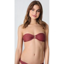 NA-KD Swimwear Góra od bikini bez ramiączek z metalową sprzączką - Brown,Red. Brązowe bikini damskie NA-KD Swimwear, z haftami. Za 19.95 zł.