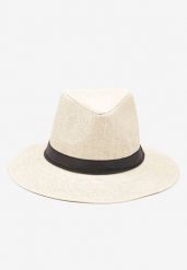 Beżowa Czapka Kapelusz z Ozdobną Tasiemką Tinasolla. Brązowe czapki i kapelusze męskie Born2be, bez wzorów, eleganckie. Za 29.99 zł.