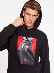 Hugo Bluza Debras 50498293 Czarny Regular Fit. Czarne bluzy męskie Hugo, m, bez wzorów, z bawełny, bez kaptura. Za 349.99 zł.