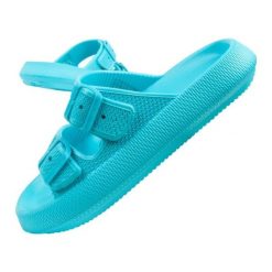 Klapki CMP Belem Slipper 3Q90646 L915 niebieskie. Niebieskie klapki damskie bez wzorów, z gumy, sportowe, bez obcasa. Za 190.76 zł.