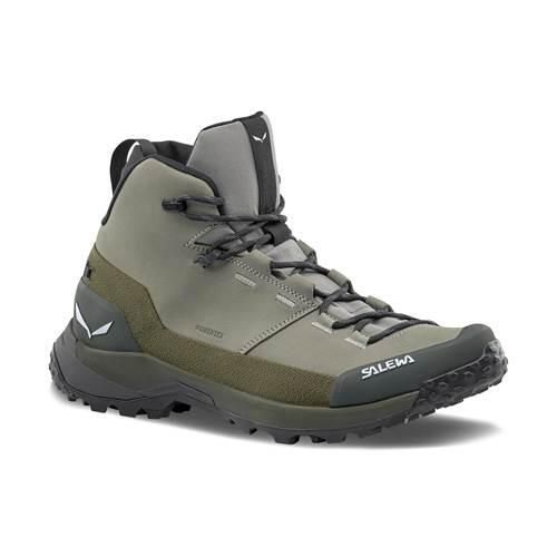 Buty trekkingowe męskie Salewa Puez Leather Mid Powertex. Zielone trekkingi męskie Salewa, trekkingowe. Za 837.50 zł.