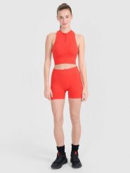 4F Legginsy krótkie bezszwowe treningowe damskie - czerwone XS/S. Czerwone legginsy damskie 4f, s, bez wzorów, z dzianiny. W wyprzedaży za 39.99 zł.