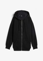 Bluza rozpinana z kapturem. Szare bluzy damskie bonprix, bez wzorów, z kapturem. Za 142.99 zł.