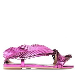 Sandały Baldowski. Czerwone sandały damskie Baldowski, bez wzorów, bez obcasa, na płaskiej podeszwie, bez zapięcia. Za 529.99 zł.