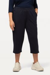 Damskie bis 58+| Spodnie dresowe 7/8 | Spodnie dresowe z elastyczną. Czarne spodnie dresowe damskie Ulla Popken, plus size, bez wzorów, z bawełny. Za 125.99 zł.