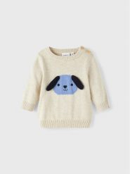 NAME IT Sweter 13207111 Beżowy Regular Fit. Brązowe swetry dla chłopców Name it, bez wzorów, z bawełny, bez kołnierzyka, bez kaptura. Za 169.99 zł.