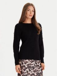 Morgan Sweter 252-MTECNA Czarny Regular Fit. Czarne swetry damskie Morgan, l, bez wzorów, z syntetyku, bez kołnierzyka, bez ramiączek, bez kaptura. Za 269.99 zł.