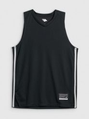 4F Koszulka do koszykówki loose szybkoschnąca uniseks - czarna S. Czarne koszulki sportowe męskie 4f, m, bez wzorów, z materiału, sportowe, bez kołnierzyka. Za 119.99 zł.