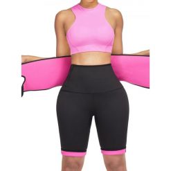 Spodnie fitness neoprenowe wyszczuplające damskie z paskiem. Czarne spodnie sportowe damskie SLIMBODY, xl, bez wzorów, z materiału, do biegania. Za 99.00 zł.