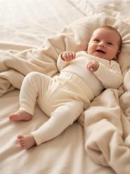 Spodnie dresowe basic - kremowy. Białe spodenki niemowlęce Sinsay, bez wzorów, z dresówki. Za 9.99 zł.