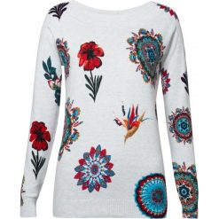Desigual sweter damski Jers Bantry L biały. Białe swetry damskie Desigual, l, bez wzorów, bez kołnierzyka, bez ramiączek, bez kaptura. W wyprzedaży za 256.00 zł.