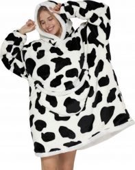 Bluza Pluszowa Z Kapturem Comfy Koc Oversize Ciepła Wzór Krowa. Bluzy damskie Pan i Pani Gadżet, bez wzorów, z kapturem. Za 99.00 zł.