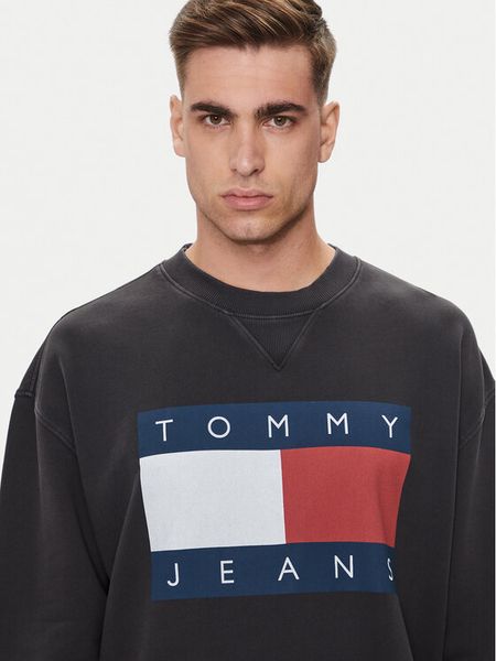 Tommy Jeans Bluza Big Flag DM0DM19222 Czarny Relaxed Fit. Czarne bluzy męskie Tommy Jeans, m, bez wzorów, z bawełny, bez kaptura. Za 219.99 zł.