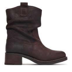 Botki Fly London. Brązowe botki damskie Fly London, bez obcasa, na słupku, bez zapięcia. Za 984.99 zł.