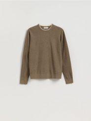 Sweter z bawełną - brązowy. Brązowe swetry przez głowę męskie Reserved, l, bez wzorów, z bawełny, bez kołnierzyka. Za 119.99 zł.