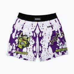 Spodenki treningowe męskie YOKKAO Angry Bull Workout. Białe krótkie spodenki sportowe męskie YOKKAO, m, bez wzorów, z materiału, do biegania. Za 189.99 zł.