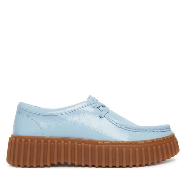 Półbuty Clarks. Niebieskie półbuty damskie Clarks, bez wzorów, bez obcasa, na płaskiej podeszwie, bez zapięcia. Za 467.99 zł.