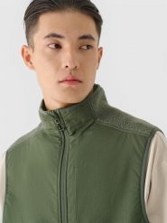 4F Bezrękawnik sherpa ze stójką męski - oliwkowy/khaki XXL. Brązowe kurtki męskie 4f, m, bez wzorów, z dzianiny, klasyczne, bez kaptura. W wyprzedaży za 79.99 zł.