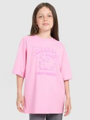 4F T-shirt oversize z nadrukiem dziewczęcy - różowy 122 (6-7 lat). Czerwone t-shirty i topy dla dziewczynek 4f, bez wzorów, z bawełny, bez ramiączek. W wyprzedaży za 19.99 zł.