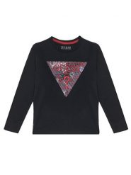 Guess Bluzka L5BI04 I3Z14 Czarny Regular Fit. Czarne t-shirty dla chłopców Guess, z aplikacjami, z bawełny, bez ramiączek. Za 87.50 zł.