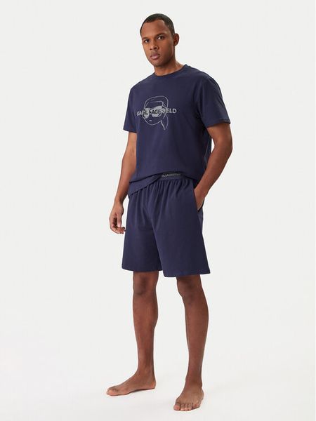 KARL LAGERFELD Piżama B1M45005 Granatowy Regular Fit. Niebieskie piżamy męskie KARL LAGERFELD, m, bez wzorów, z bawełny, bez ramiączek. Za 389.99 zł.
