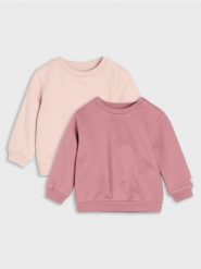 Bawełniane bluzy crewneck 2 pack - różowy. Czerwone bluzy dla niemowląt Sinsay, bez wzorów, z bawełny, bez ramiączek, bez kaptura. Za 25.99 zł.