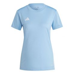 Damski jersey adidas Tabela 23. Niebieskie koszulki sportowe damskie Adidas, l, bez wzorów, z jersey, sportowe, bez kołnierzyka. Za 69.99 zł.
