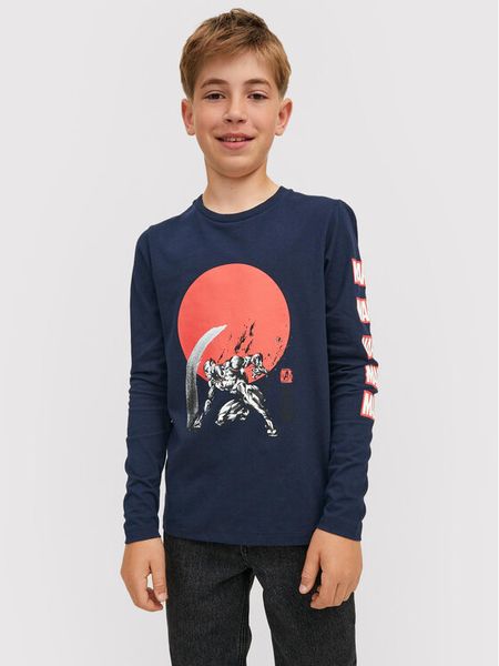 Jack & Jones Junior Bluzka MARVEL 12217803 Granatowy Regular Fit. Niebieskie t-shirty dla chłopców Jack & Jones Junior, bez wzorów, z bawełny, bez ramiączek. Za 129.99 zł.