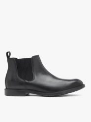 Czarne sztyblety ze skóry licowej. Czarne botki męskie Ryłko, bez wzorów, ze skóry, eleganckie, za kostkę, bez zapięcia. Za 529.99 zł.