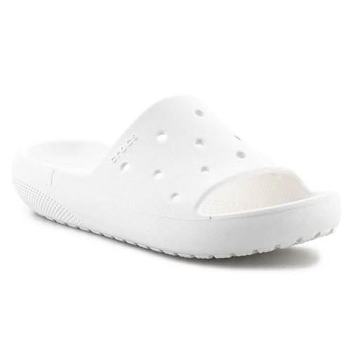 Klapki unisex Crocs Classic Slide V2. Białe klapki damskie Crocs, bez wzorów, z materiału, bez obcasa. Za 149.99 zł.