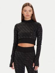 Guess Bluzka W5BP48 K7182 Czarny Slim Fit. Czarne bluzki damskie Guess, s, z aplikacjami, z syntetyku, bez kołnierzyka, bez ramiączek. Za 429.99 zł.