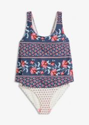 Kostium kąpielowy w optyce tankini. Niebieskie kostiumy jednoczęściowe damskie bonprix, bez wzorów. Za 74.99 zł.