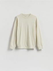 Gładki longsleeve - jasnozielony. Zielone bluzki z długim rękawem męskie Reserved, l, bez wzorów, z bawełny, bez kołnierzyka. Za 79.99 zł.